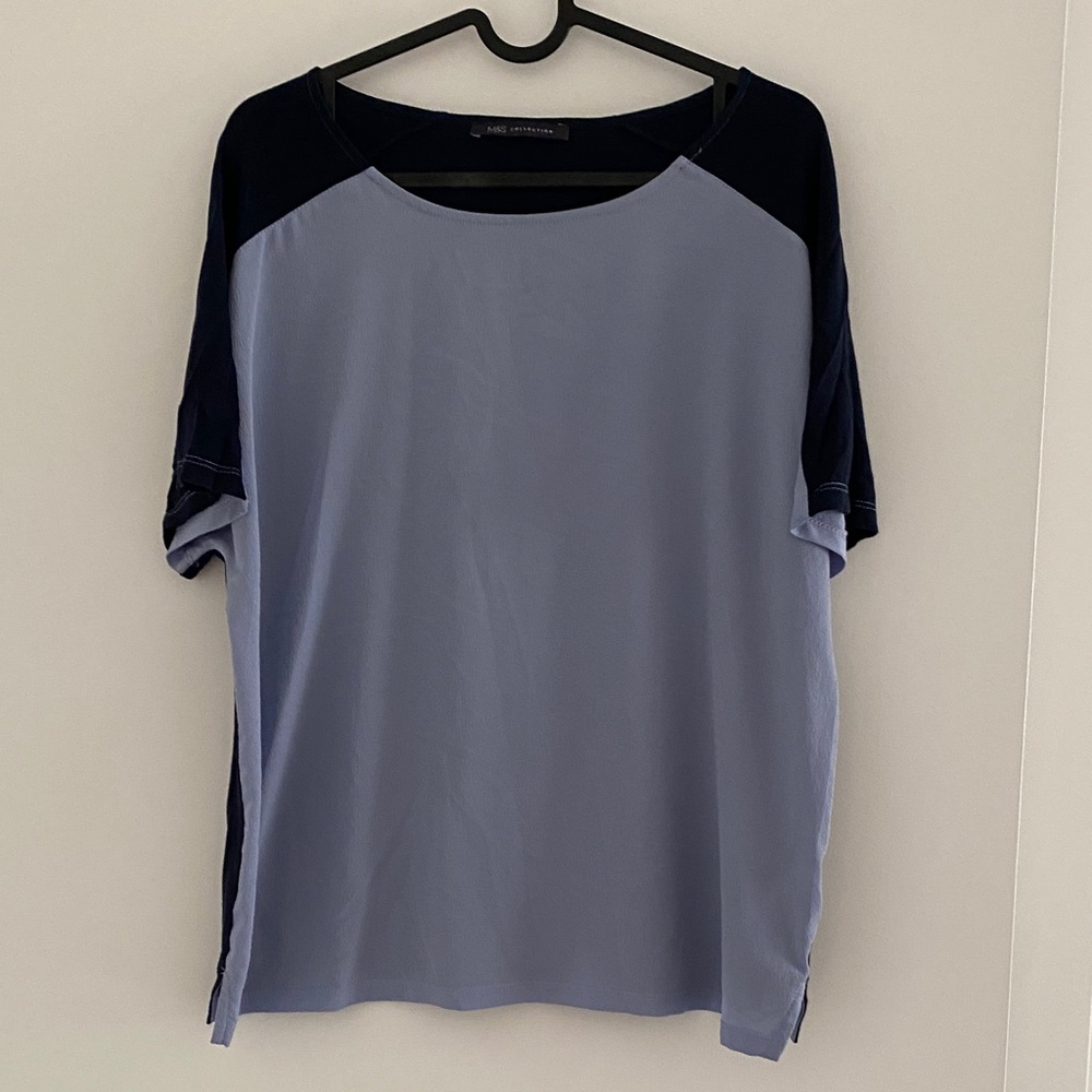 Two-Tone Blue Short Sleeve Top